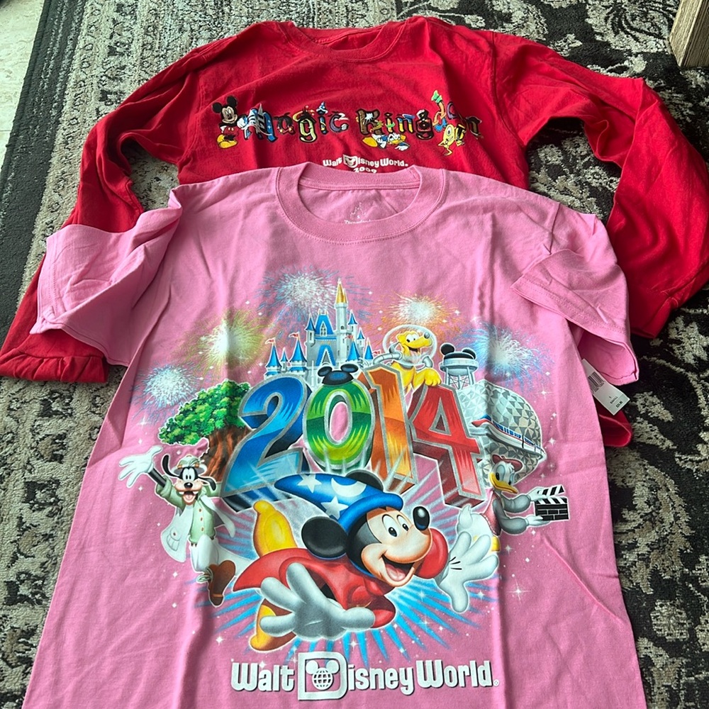 Hanes bundle of 2 size small Walt Disney World shirts pink (NWT) and red